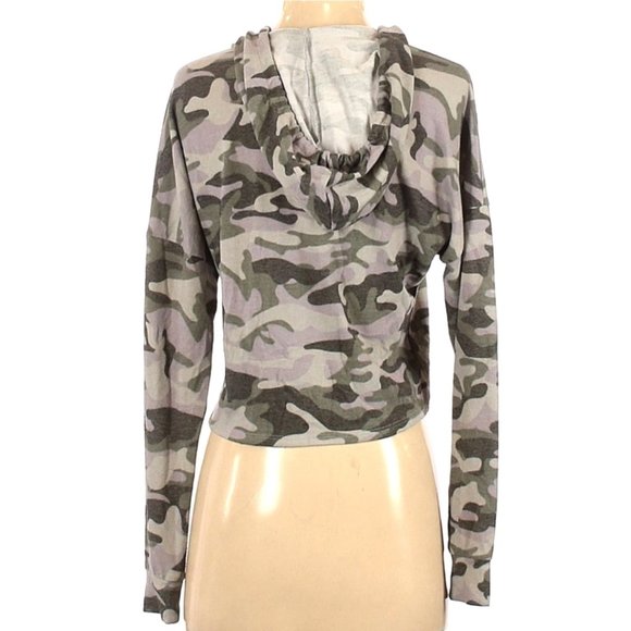 Ritual Crop Camo Hoodie Sweatshirt Gray Lightweight top Size Junior S - Picture 3 of 3